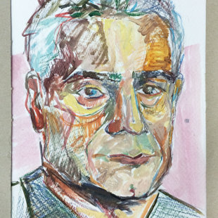 portret tata_ papier, ołówek , kredka, akryl